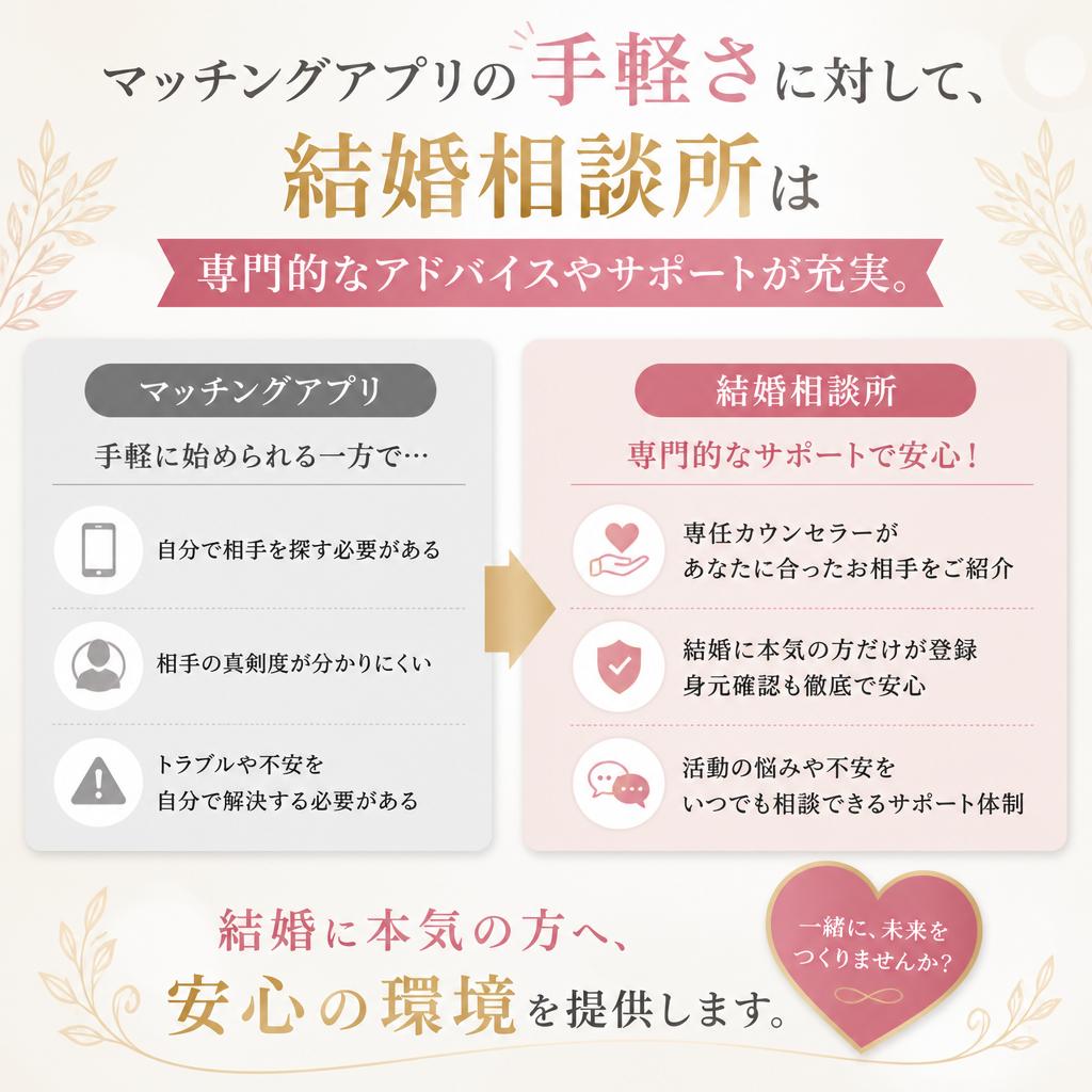結婚相談所とマッチングアプリの違い